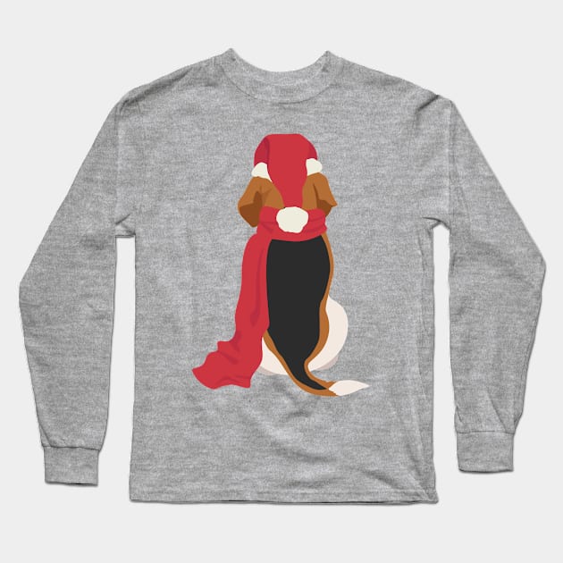 Christmas Beagle Back Long Sleeve T-Shirt by JunkyDotCom